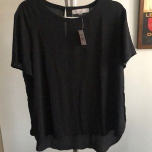 LOFT Short Sleeve Shirttail Blouse